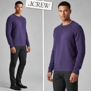 J.CREW Merino Wool-Blend Crewneck Sweater Pullover In Purple Size XL